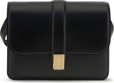 Khaite Blake bordeaux and black calf leather shoulder bag with gold-tone hardware