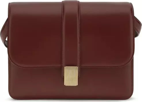 Khaite Blake bordeaux and black calf leather shoulder bag with gold-tone hardware