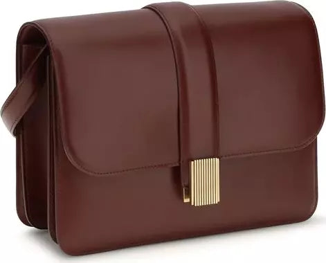 Khaite Blake bordeaux and black calf leather shoulder bag with gold-tone hardware