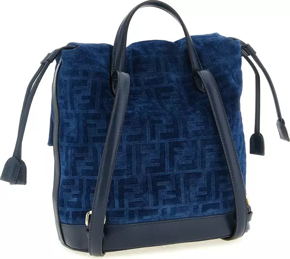 Fendi Blue FF Cotton Denim Backpack