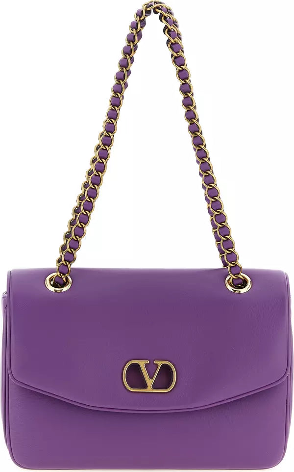 Valentino Garavani Djuna Purple Lamb Leather Shoulder Bag