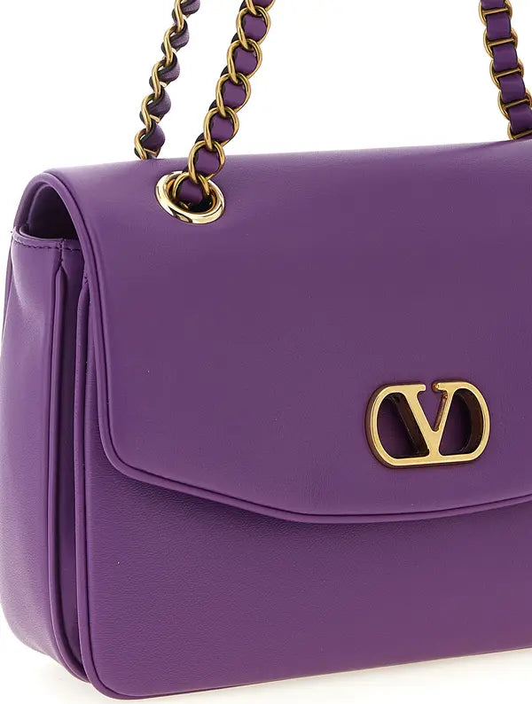 Valentino Garavani Djuna Purple Lamb Leather Shoulder Bag
