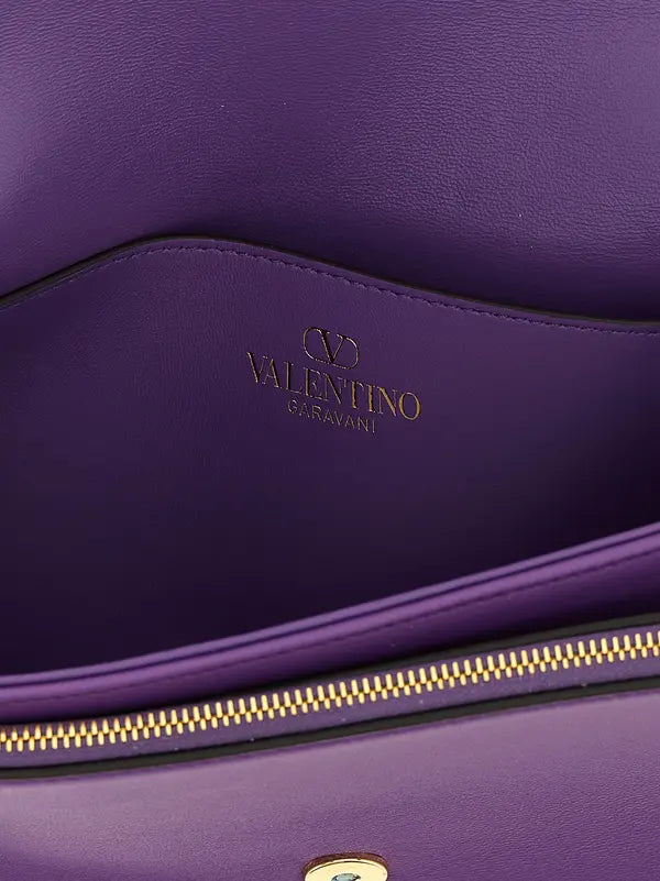 Valentino Garavani Djuna Purple Lamb Leather Shoulder Bag