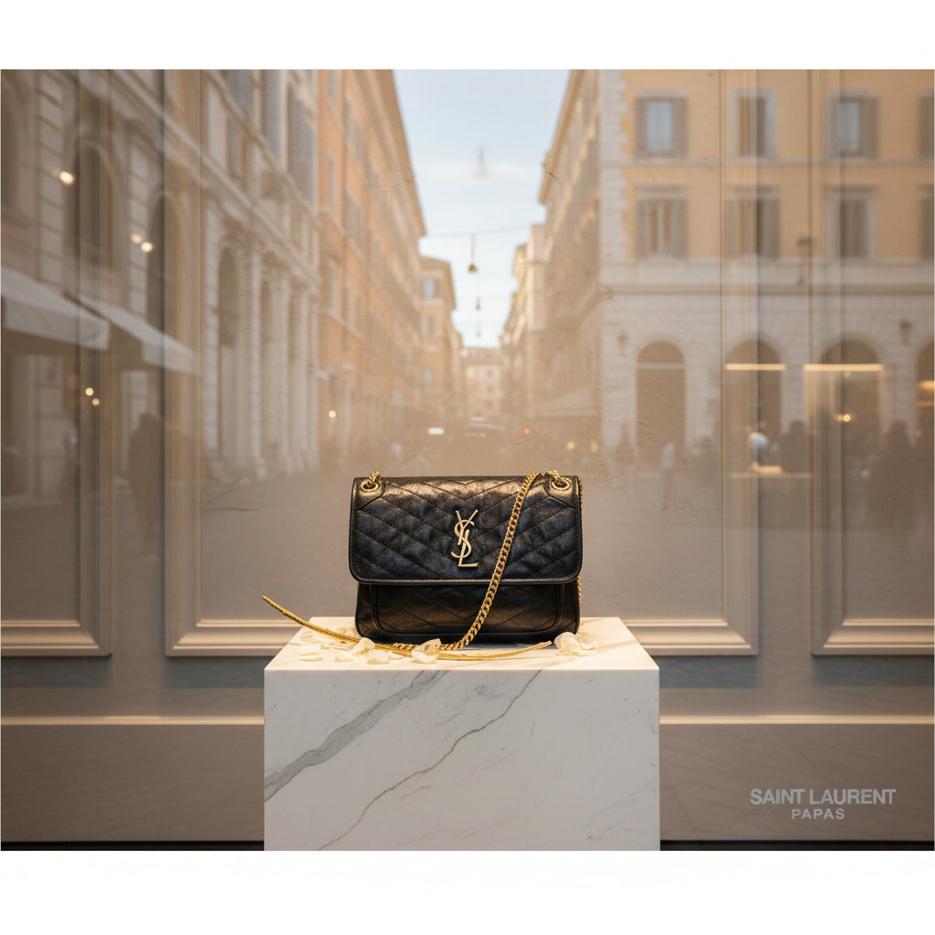 Saint Laurent Niki Black Calf Leather Shoulder Bag