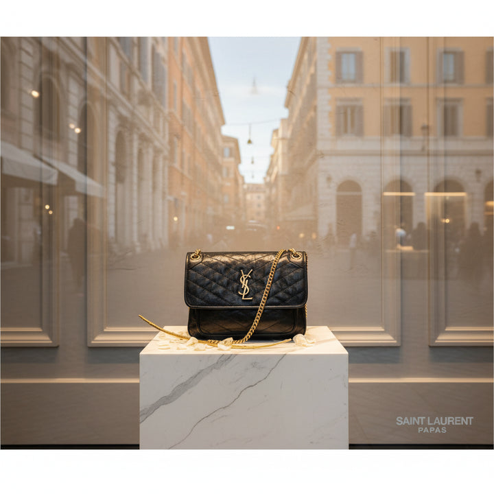 Saint Laurent Niki Black Calf Leather Shoulder Bag
