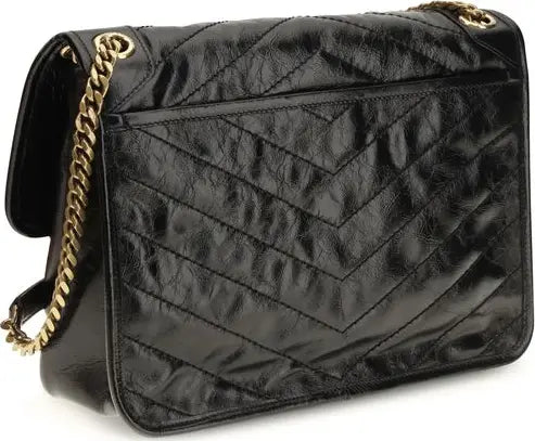 Saint Laurent Niki Black Calf Leather Shoulder Bag with Chain Strap – AW26