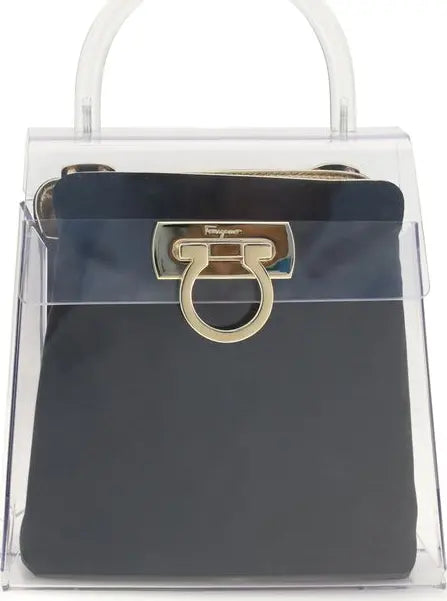 Ferragamo Black PVC Top Handle Handbag