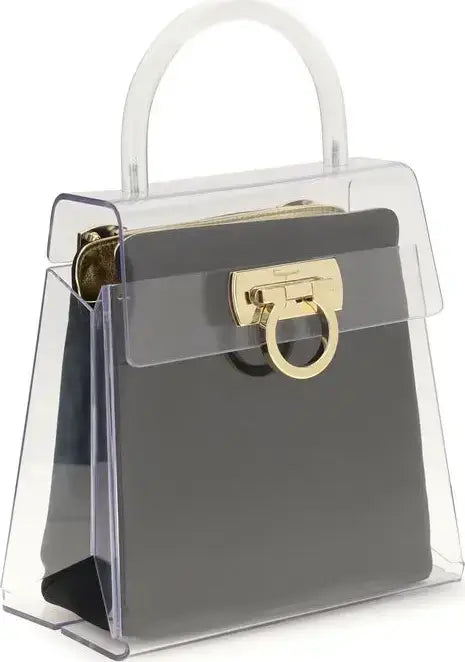 Ferragamo Black PVC Top Handle Handbag