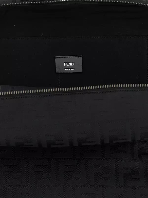 FENDI Lui Black FF Nylon &amp; Leather Backpack – Made in Italy