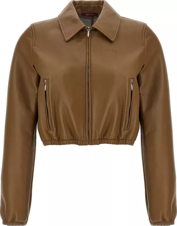 Gucci Beige Lamb Leather Cropped Jacket