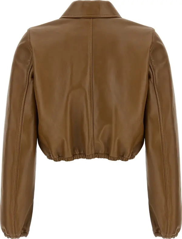 Gucci Beige Lamb Leather Cropped Jacket