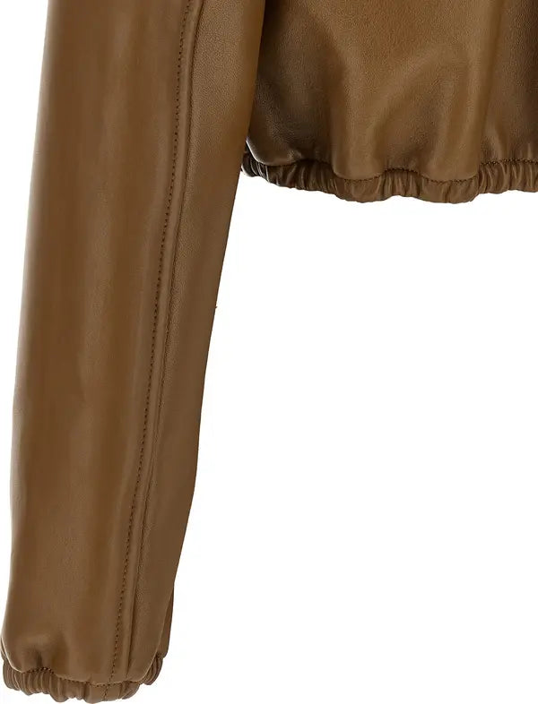 Gucci Beige Lamb Leather Cropped Jacket