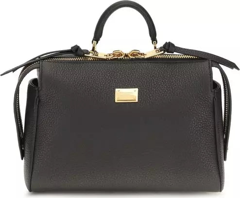 Dolce & Gabbana Black Calf Leather Bos Taurus Handbag