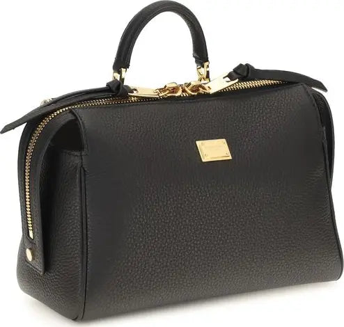 Dolce & Gabbana Black Calf Leather Bos Taurus Handbag