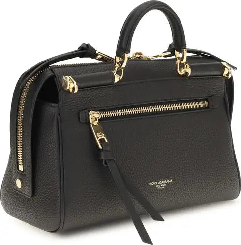 Dolce & Gabbana Black Calf Leather Bos Taurus Handbag