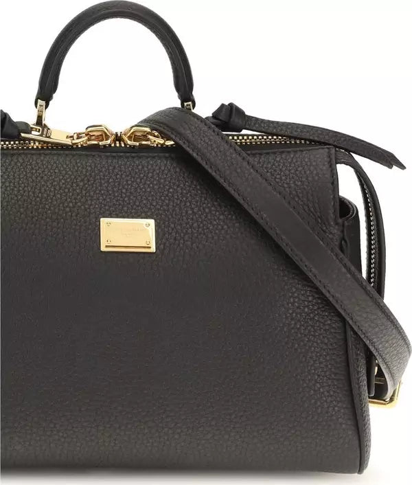 Dolce & Gabbana Black Calf Leather Bos Taurus Handbag