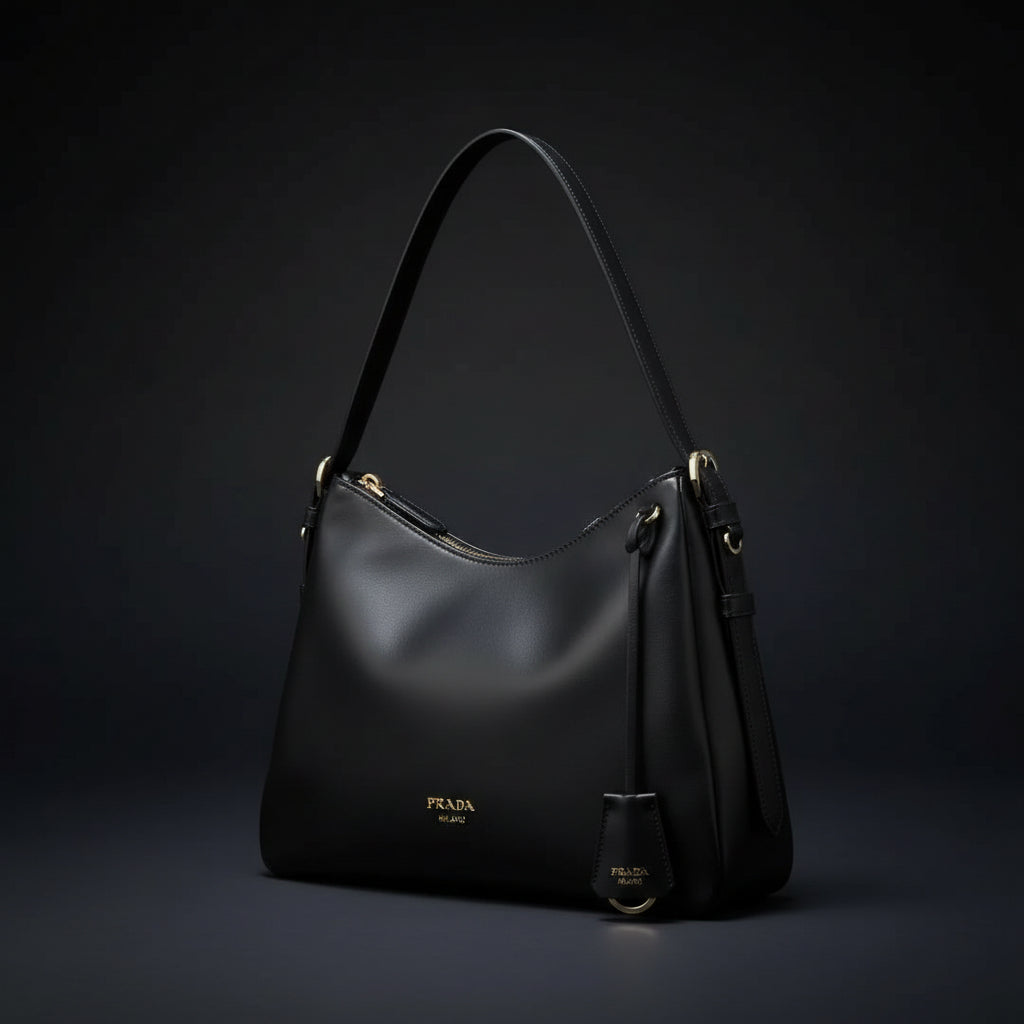 Prada Black Calf Leather Shoulder Bag