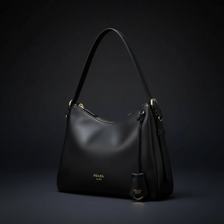 Prada Black Calf Leather Shoulder Bag