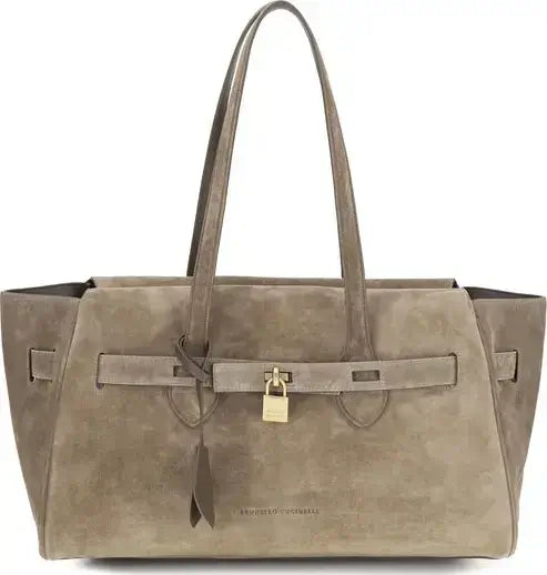 Brunello Cucinelli Suede Leather Shoulder Bag
