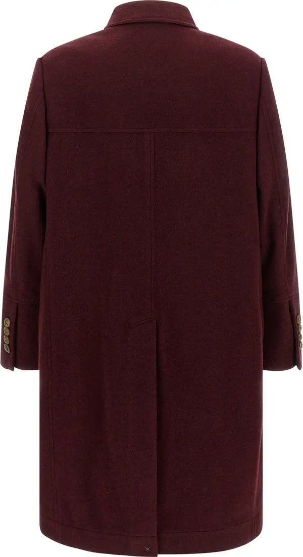 Brunello Cucinelli Bordeaux Cashmere Double-Breasted Coat