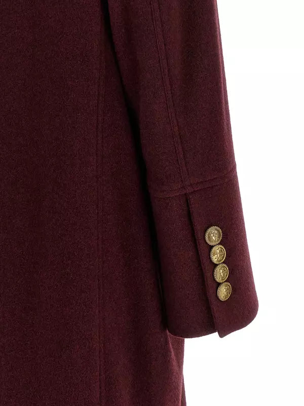 Brunello Cucinelli Bordeaux Cashmere Double-Breasted Coat