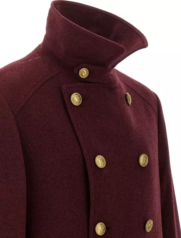 Brunello Cucinelli Bordeaux Cashmere Double-Breasted Coat