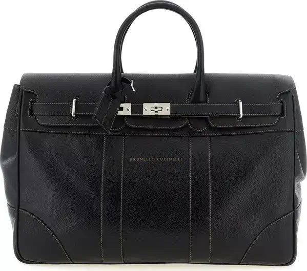 Brunello Cucinelli Weekender Country Hammered Calfskin Travel Bag