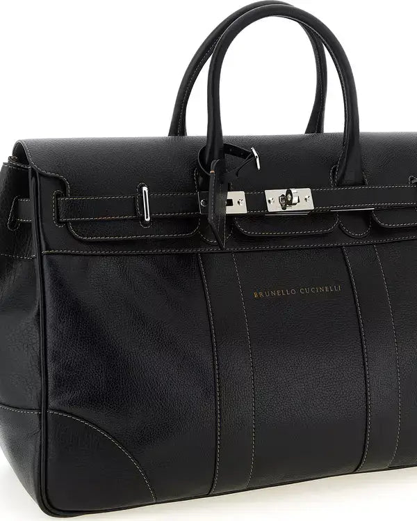 Brunello Cucinelli Weekender Country Hammered Calfskin Travel Bag