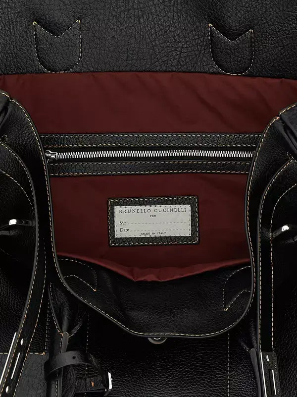 Brunello Cucinelli Weekender Country Hammered Calfskin Travel Bag