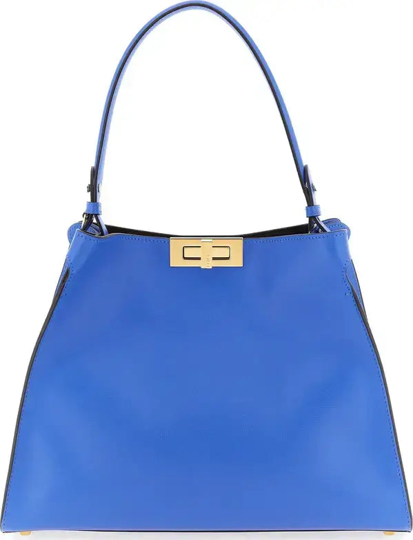 Fendi Way Medium Blue Calfskin Leather Handbag