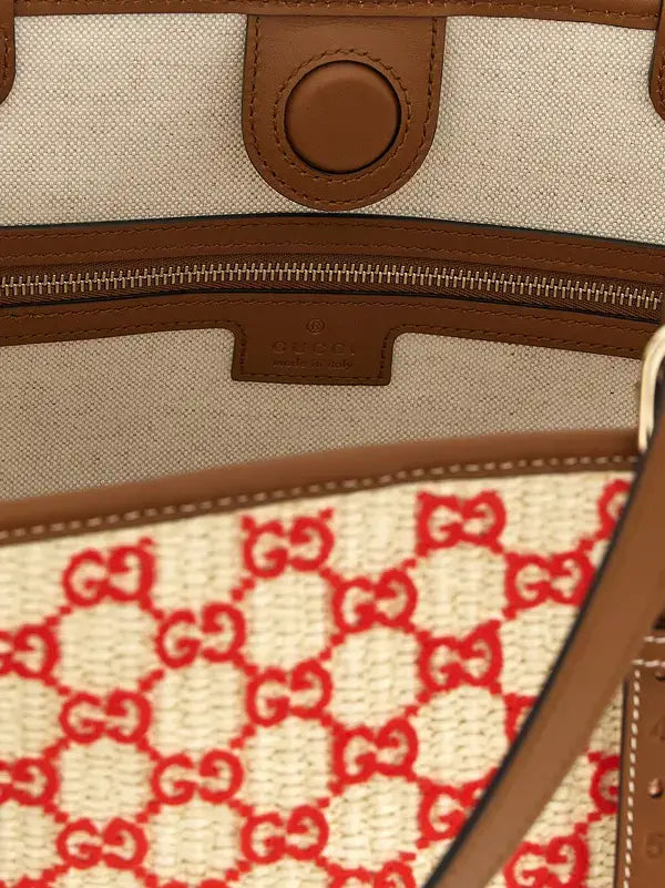 Gucci Small GG Monogram Woven Fabric Shopping Bag