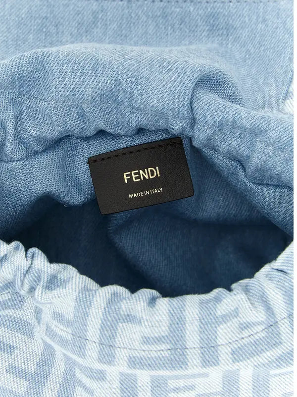 FENDI Mamma Baguette Small Light Blue Denim Handbag
