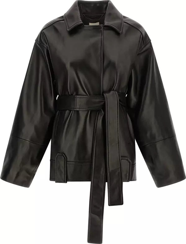 KHAITE Alder Black Lamb Leather Jacket