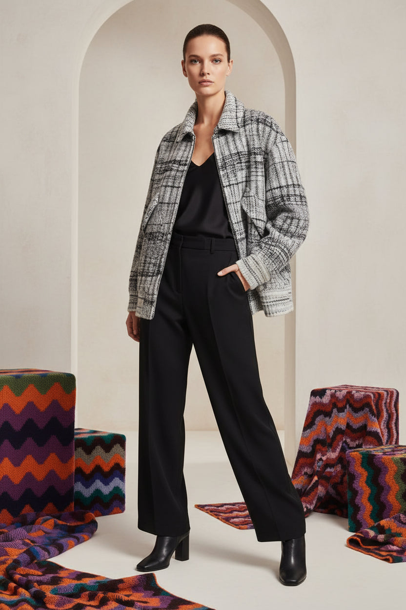 Missoni Multicolor Check Wool-Blend Oversized Bomber Jacket