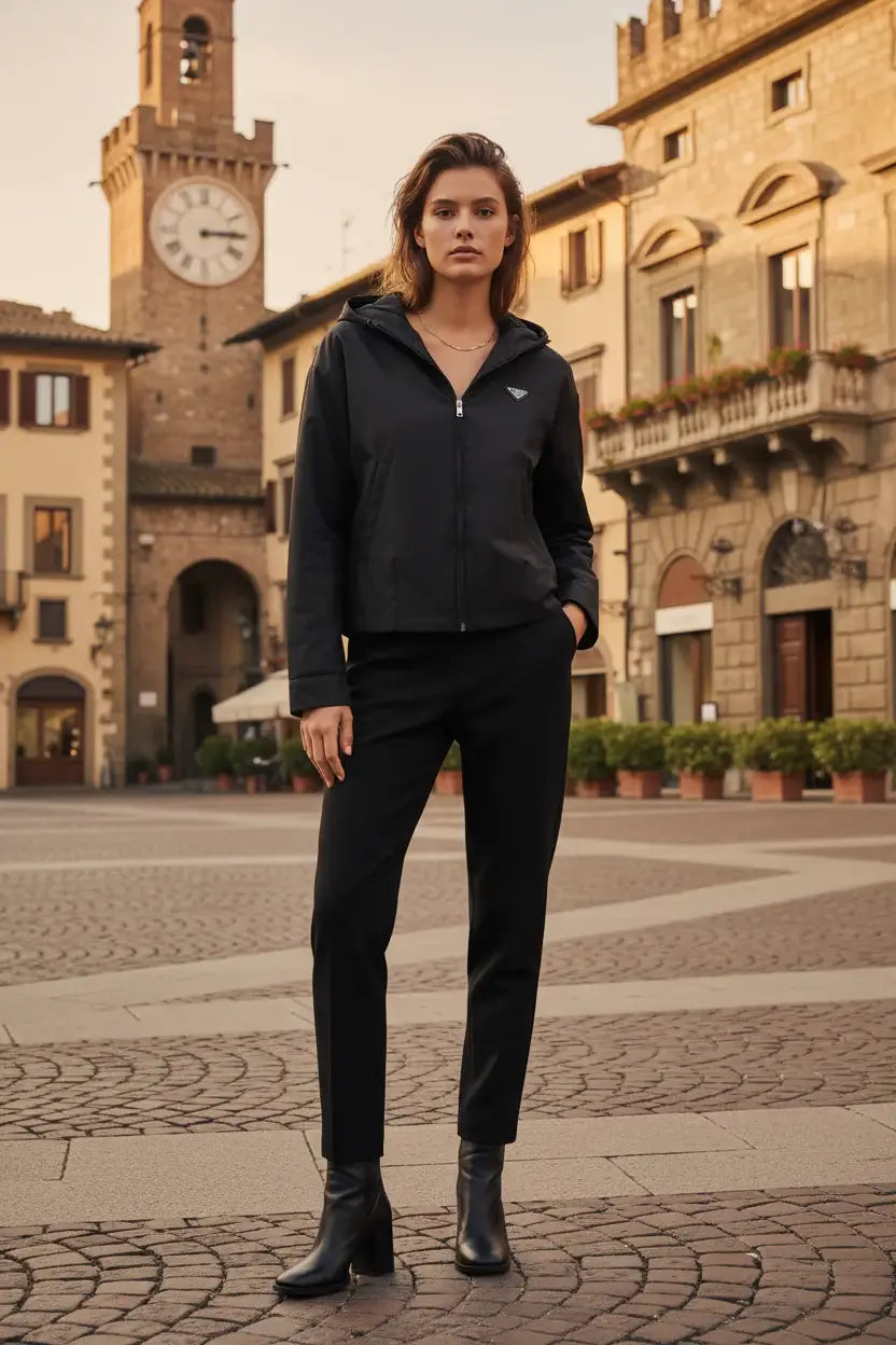 Prada Re-Nylon Black Hooded Jacket