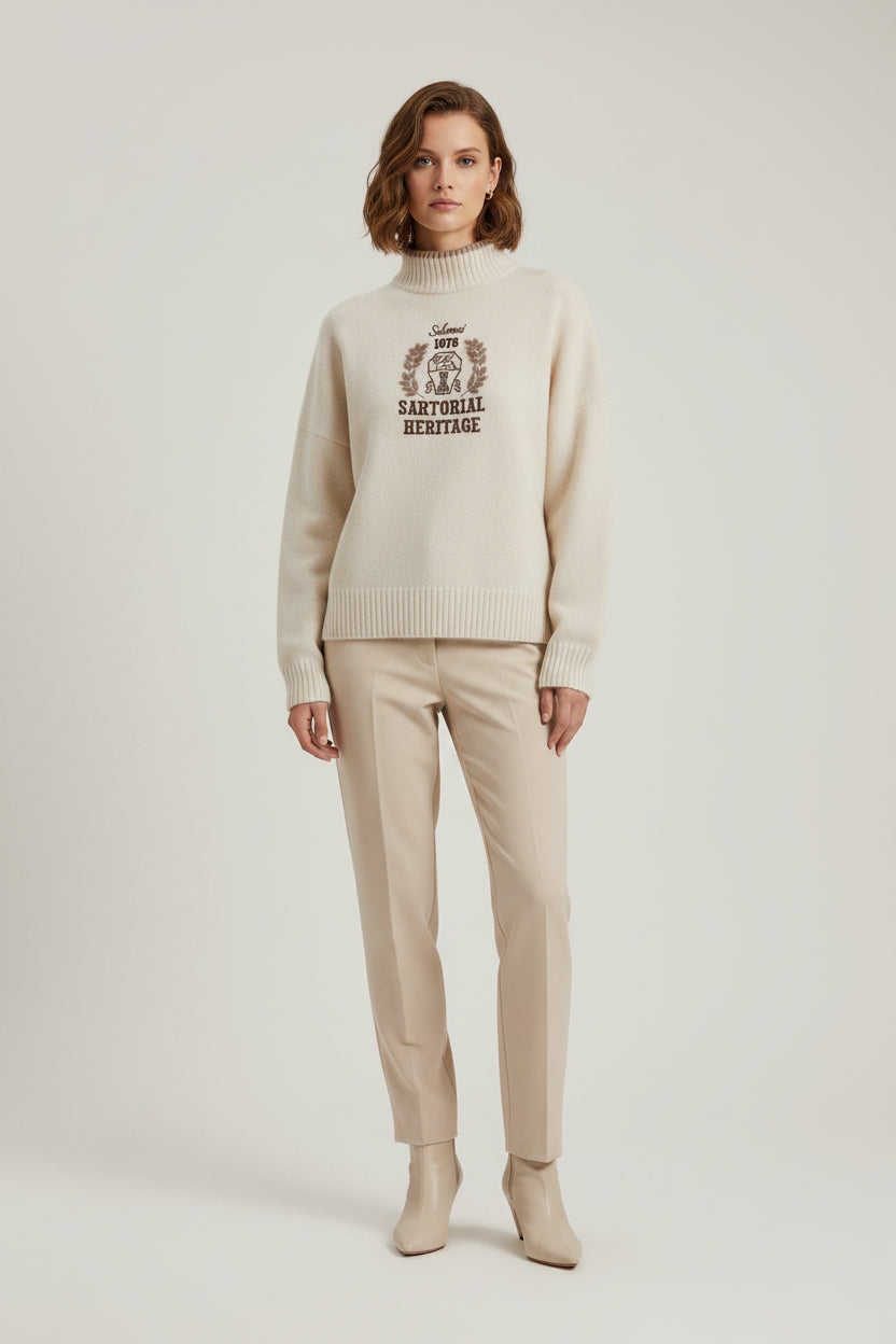 Brunello Cucinelli White Cashmere “Sartorial Heritage” High-Neck Sweater