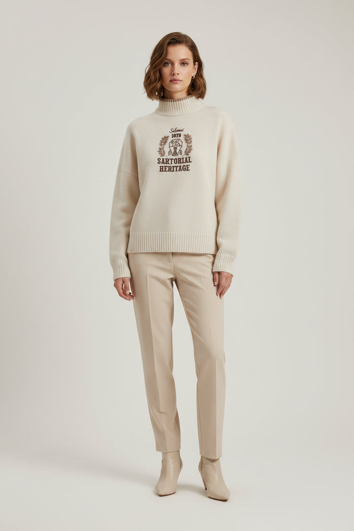 Brunello Cucinelli White Cashmere “Sartorial Heritage” High-Neck Sweater