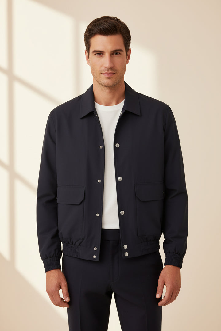 Brunello Cucinelli Blue Silk and Virgin Wool Jacket