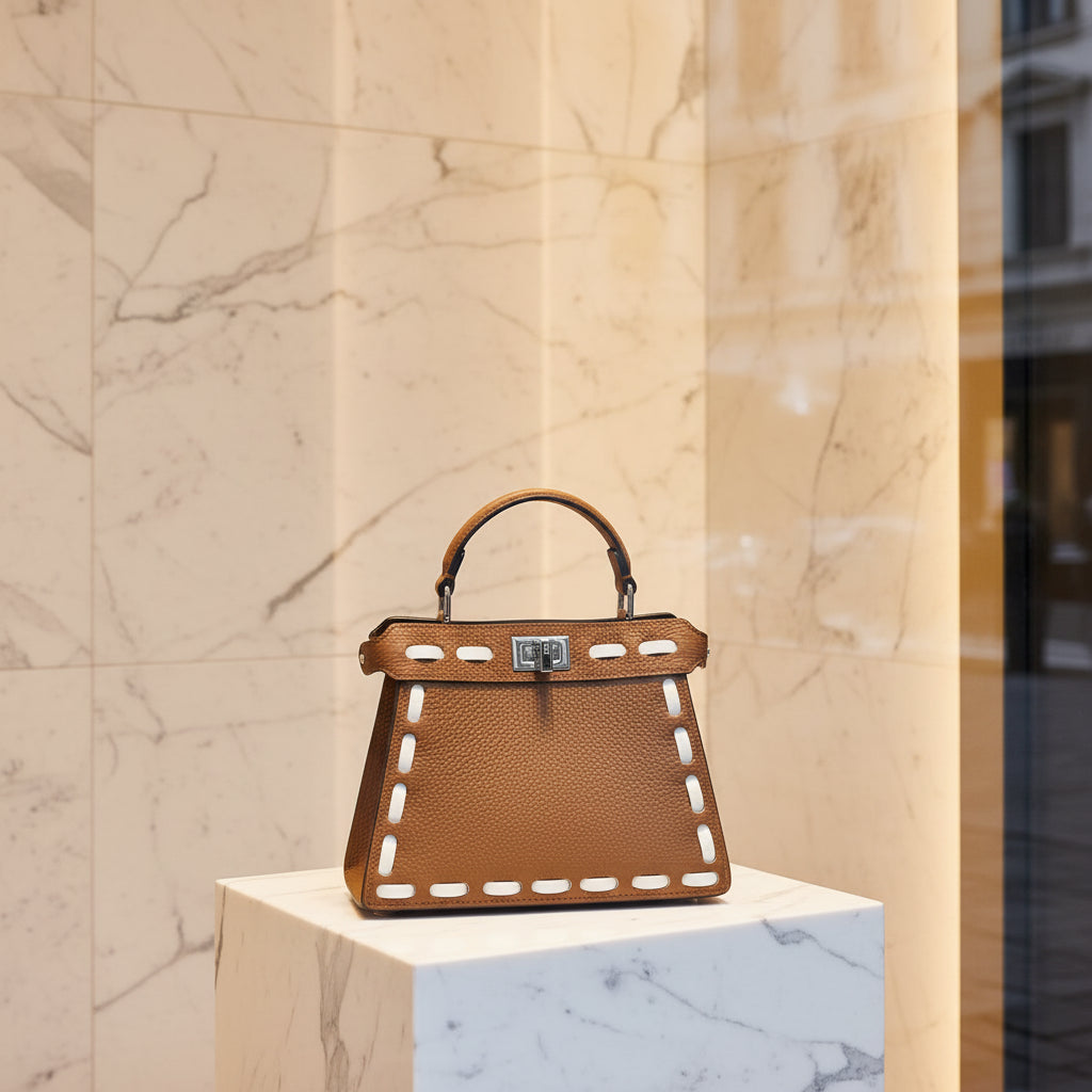 Fendi Peekaboo ISeeU Petite Brown Cuoio Romano Leather Handbag