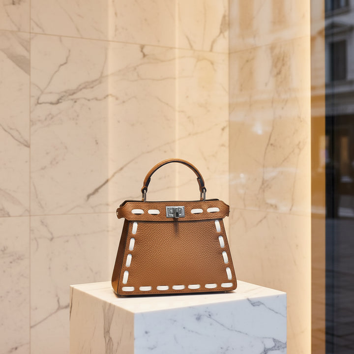 Fendi Peekaboo ISeeU Petite Brown Cuoio Romano Leather Handbag