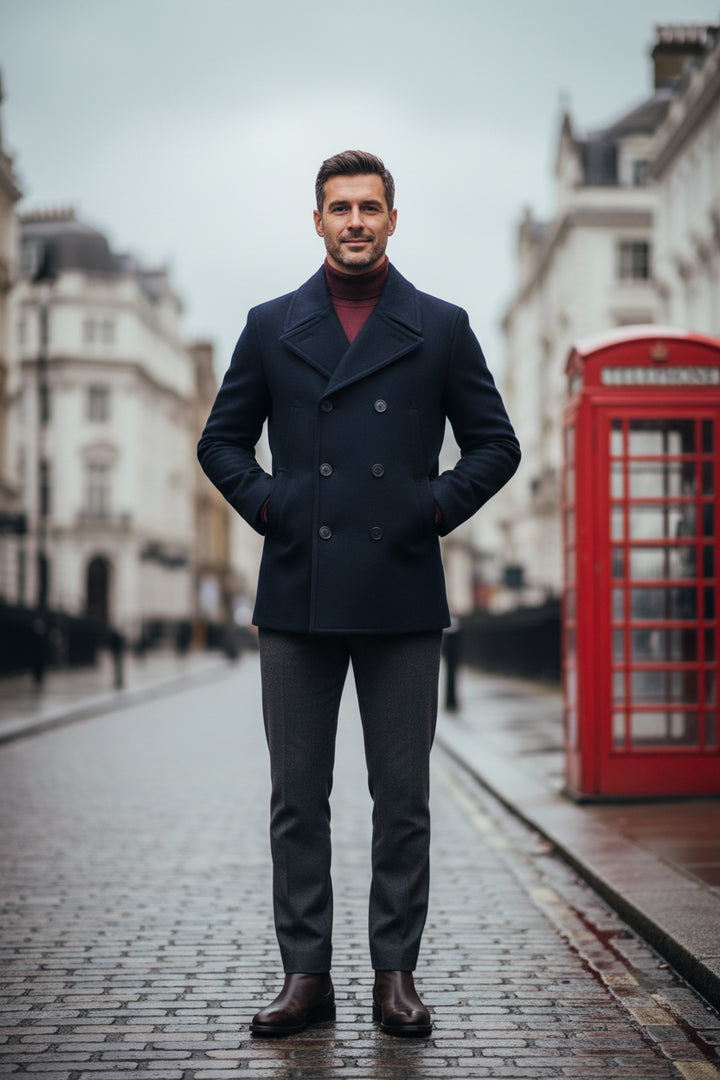 Burberry Shelborne Blue Check Wool Coat
