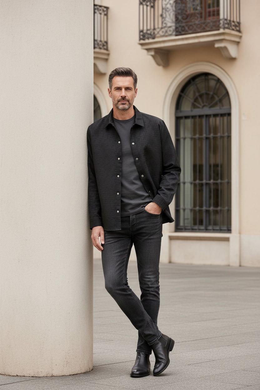 Fendi Black FF Jacquard Nylon Shirt Jacket