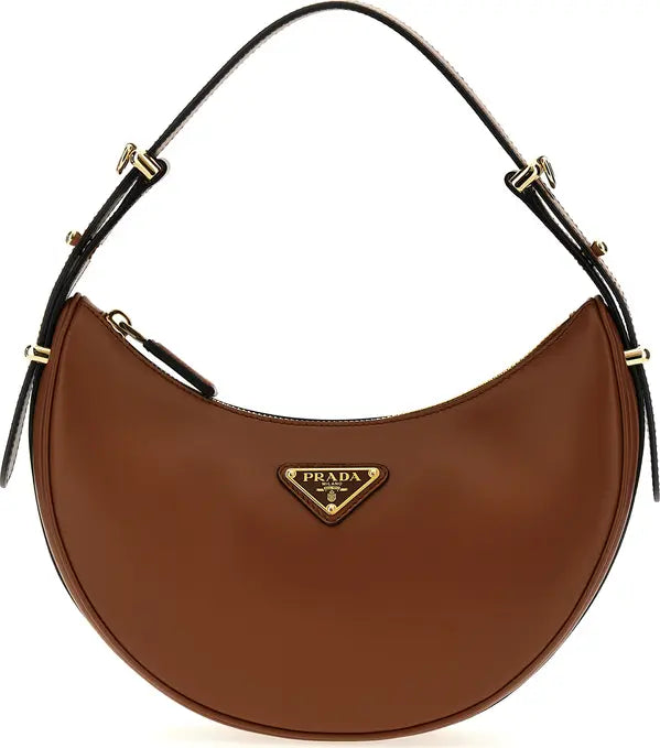 Prada
Arqué Small Calfskin Shoulder Bag in Cognac Brown