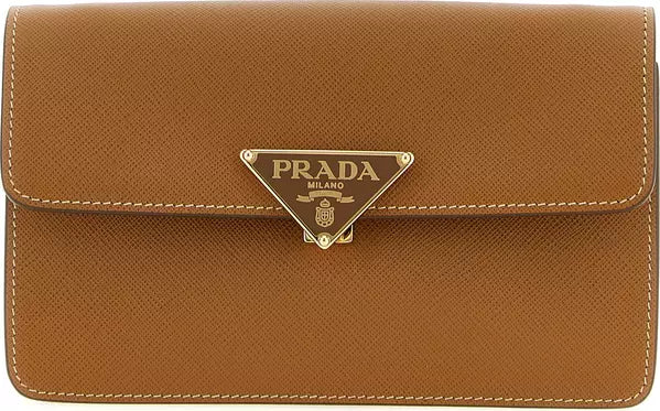 Beige Saffiano Leather Mini Crossbody Bag