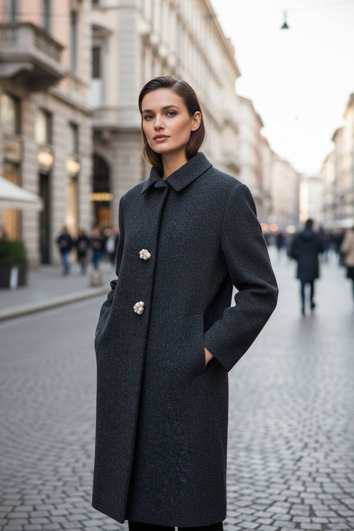 Prada Gray Virgin Wool Single-Breasted Coat