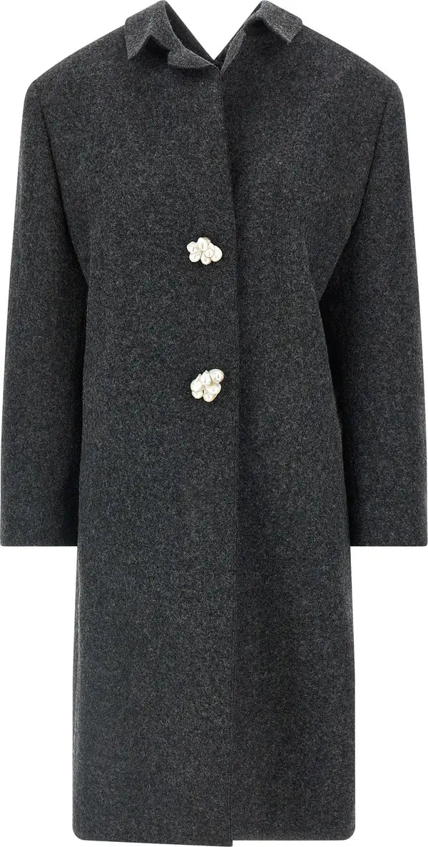 Prada Gray Virgin Wool Single-Breasted Coat