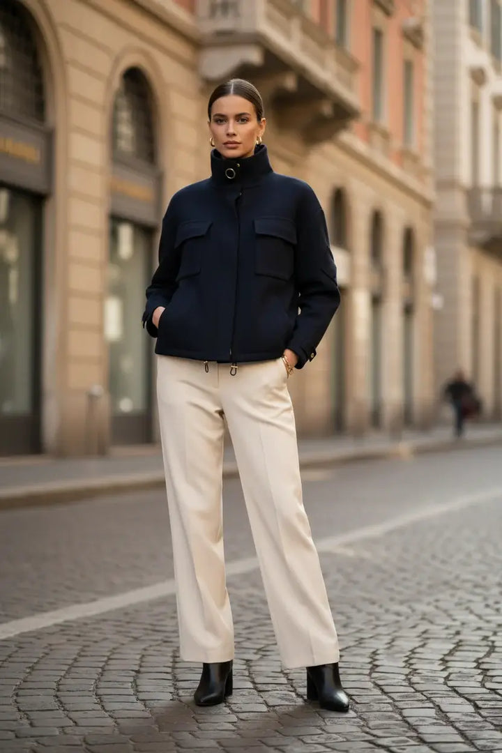 Giorgio Armani Gray Double-Cashmere Caban Coat