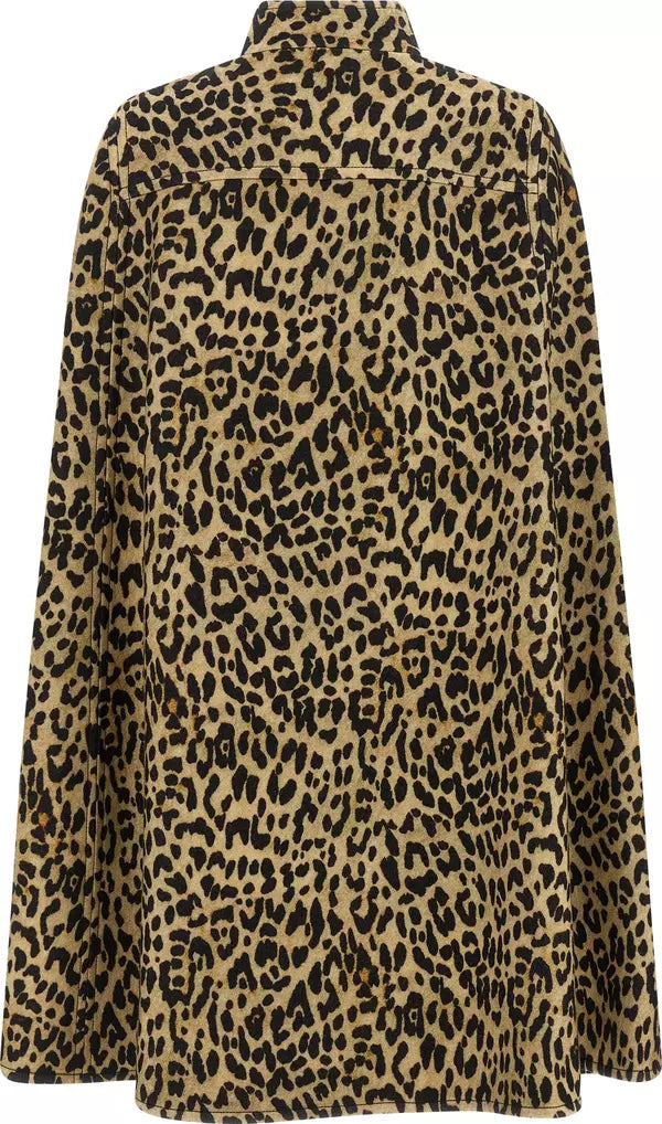 Valentino Garavani Brown Animalier Wool Cape Coat
