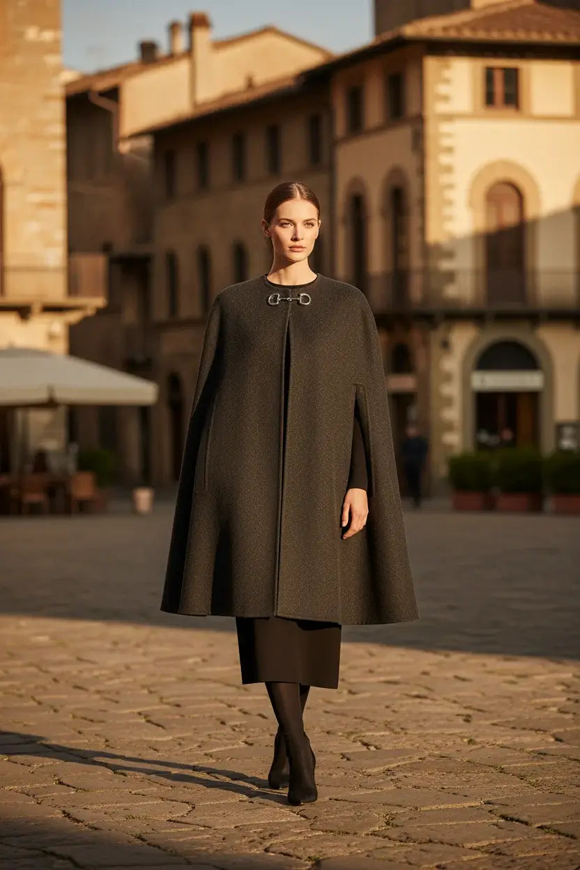 Gucci Gray Wool and Silk Cape