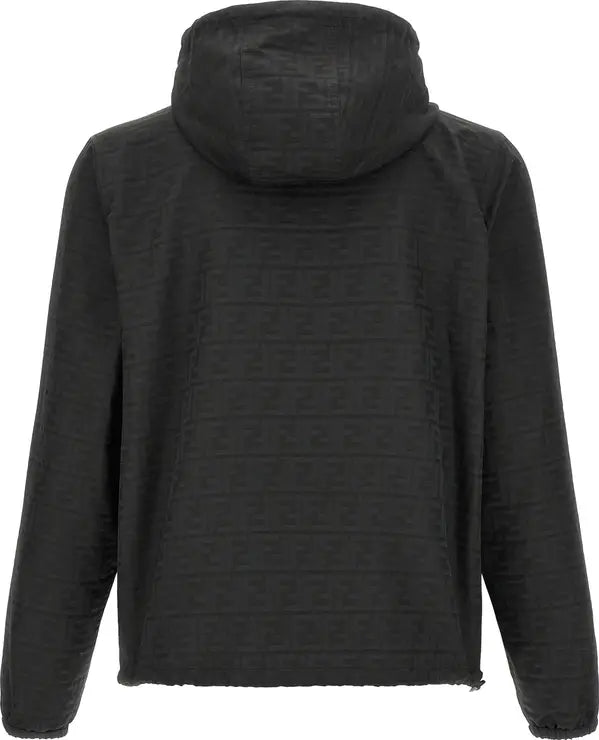 Fendi FF Jacquard Hooded Shell Jacket | Black